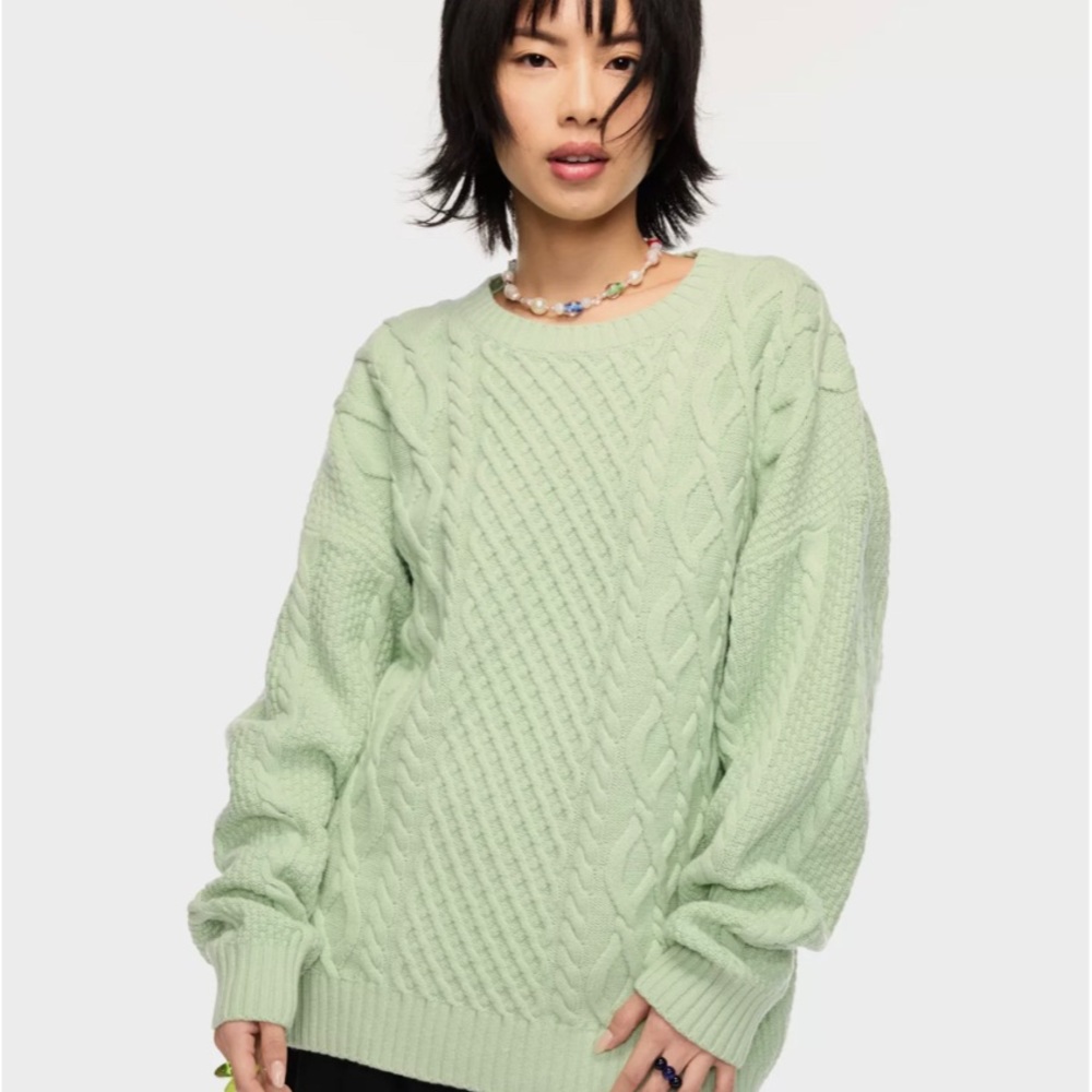aritizia peggy green cable knit